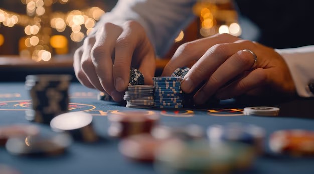 Mobile phone showing a live-dealer game on a table